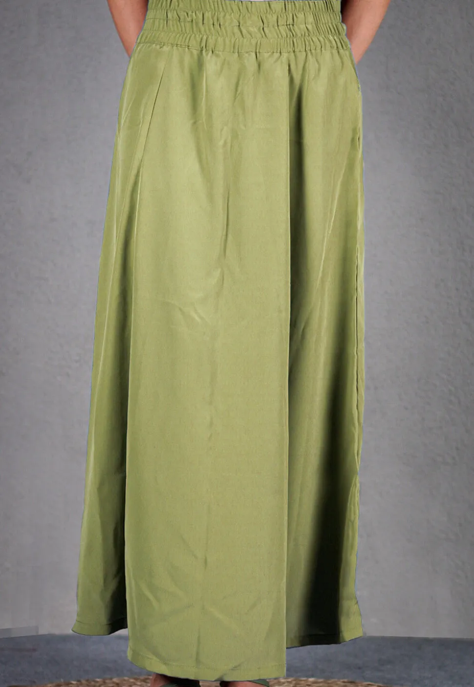 Solid Color Cotton Petticoat in Olive Green