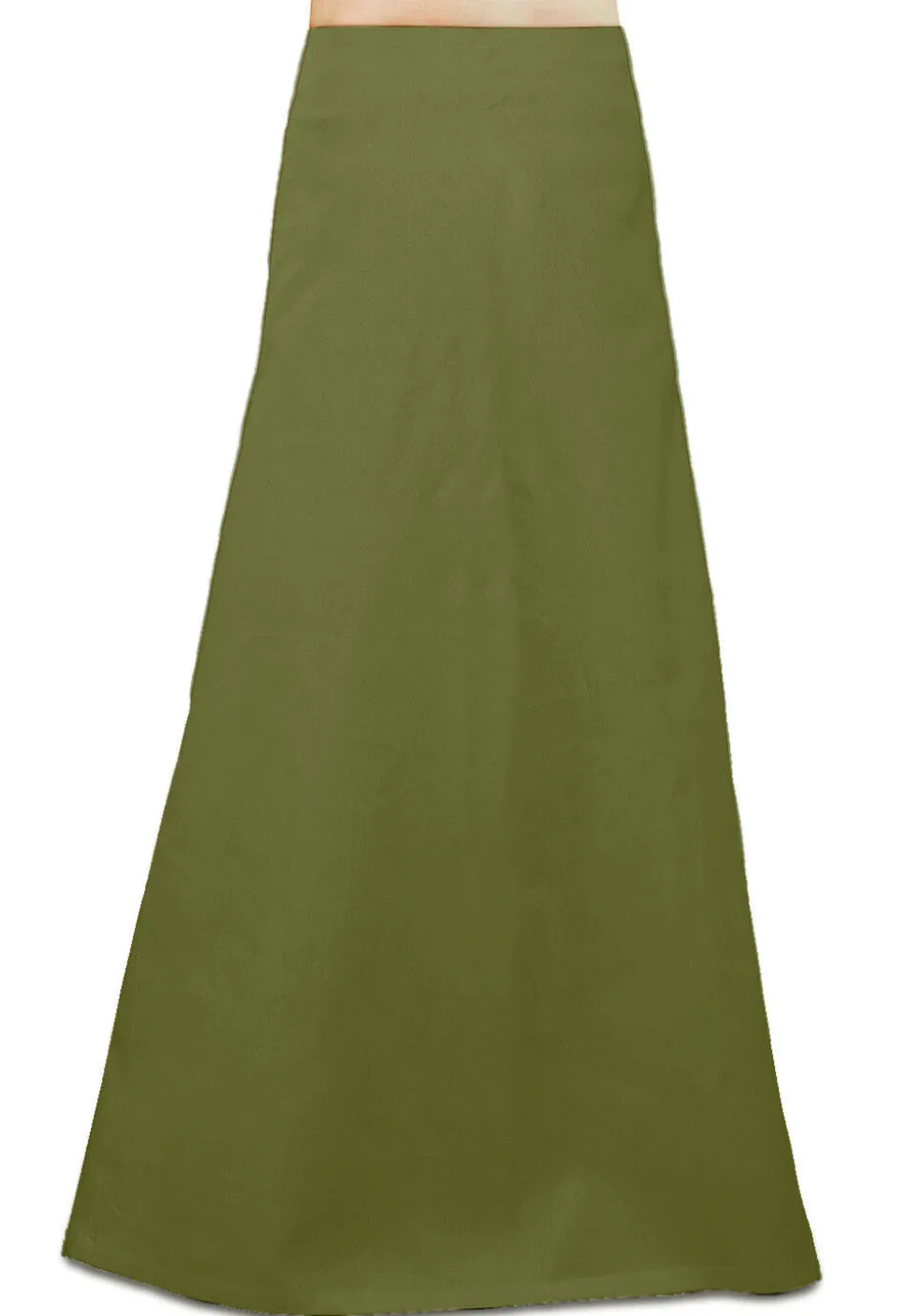Solid Color Cotton Petticoat in Olive Green