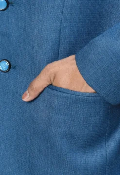 Solid Color Cotton Rayon Blazer in Blue