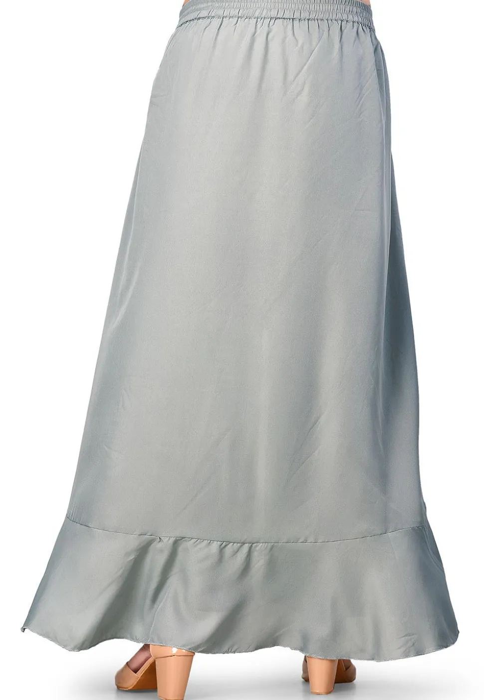 Solid Color Cotton Ruffled Palazzo in Grey