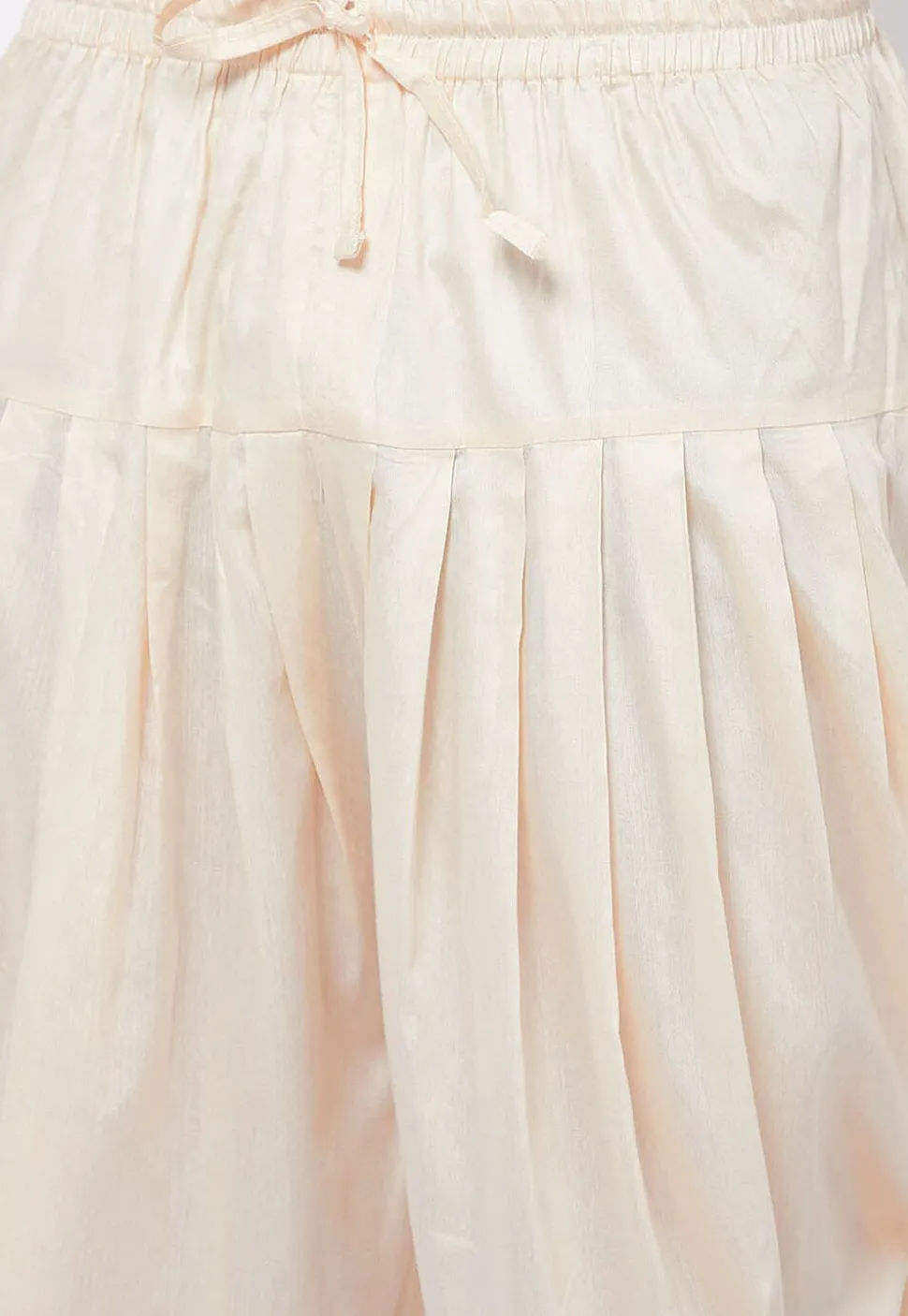 Solid Color Cotton Satin Dhoti Pant in Cream