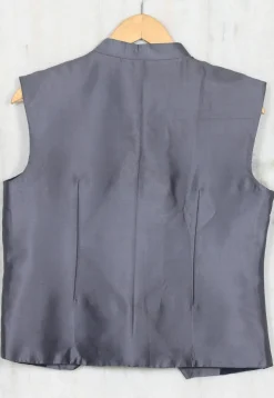 Solid Color Cotton Satin Kids Waist Coat in Grey