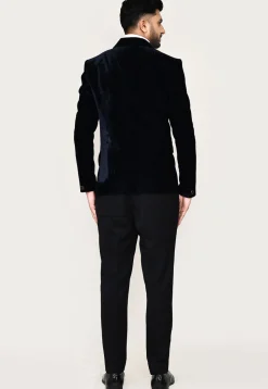 Solid Color Cotton Satin Tuxedo in Black