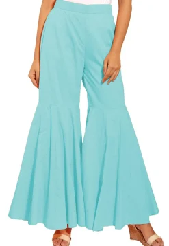 Solid Color Cotton Sharara in Turquoise