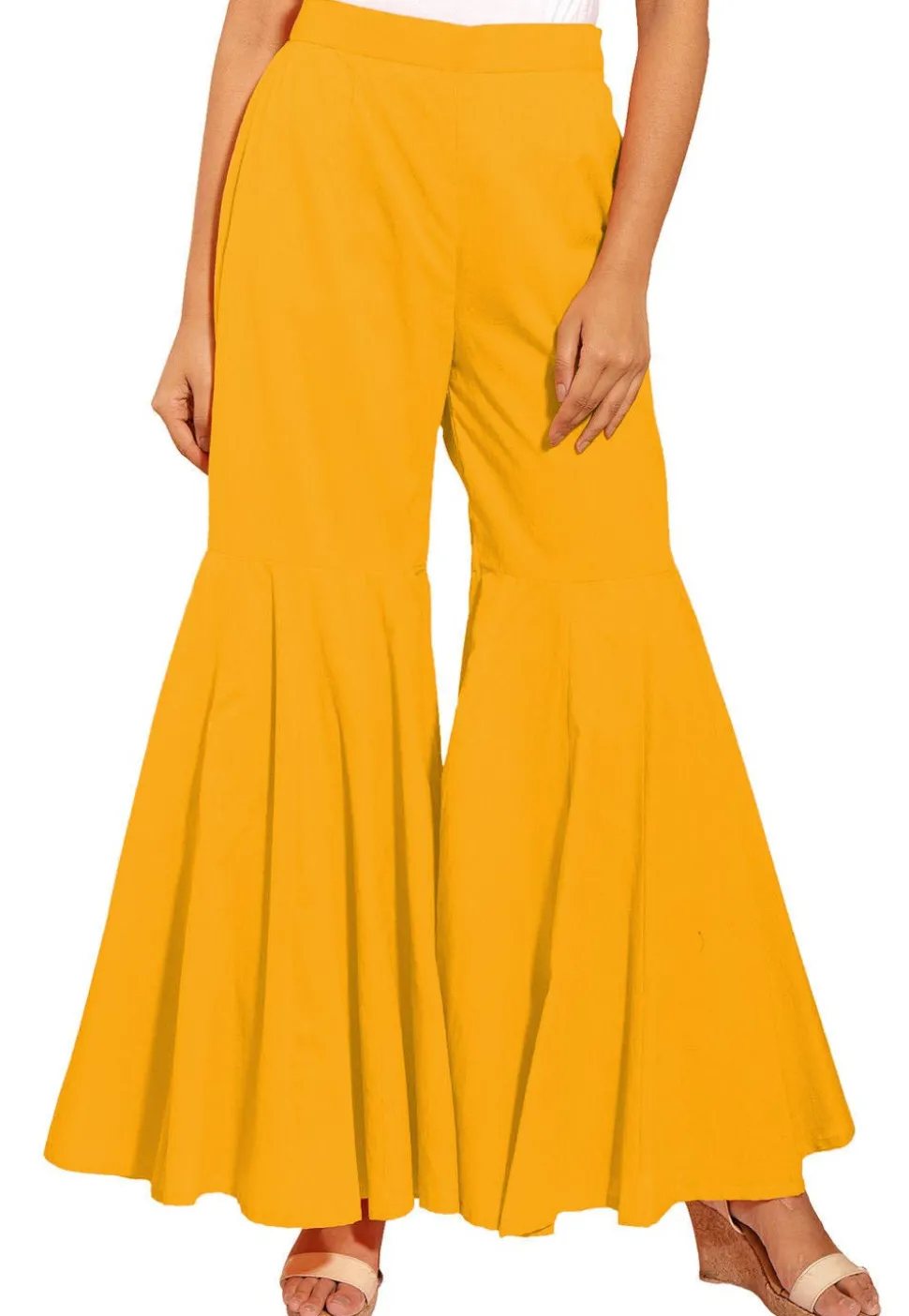 Solid Color Cotton Sharara in Yellow