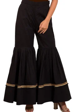Solid Color Cotton Sharara in Black