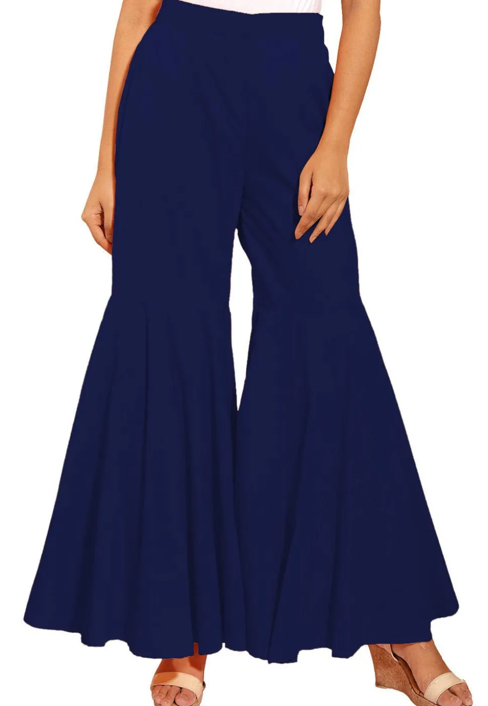 Solid Color Cotton Sharara in Navy Blue