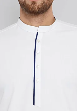 Solid Color Cotton Short Kurta in White