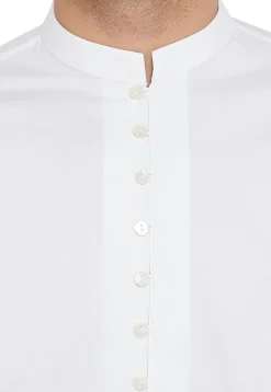 Solid Color Cotton Short Kurta in White