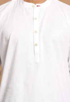 Solid Color Cotton Short Kurta in White