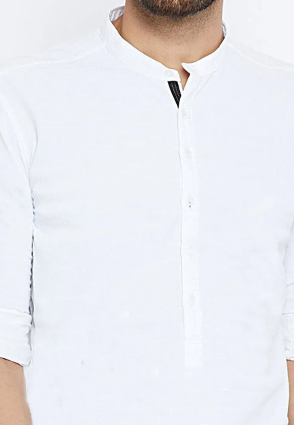 Solid Color Cotton Short Kurta in White