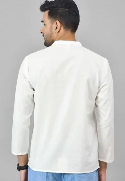 Solid Color Cotton Short Kurta in White