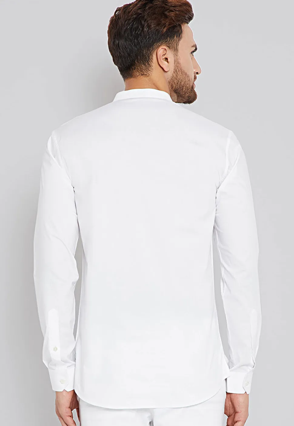 Solid Color Cotton Short Kurta in White