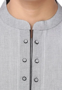 Solid Color Cotton Short Kurta in Grey