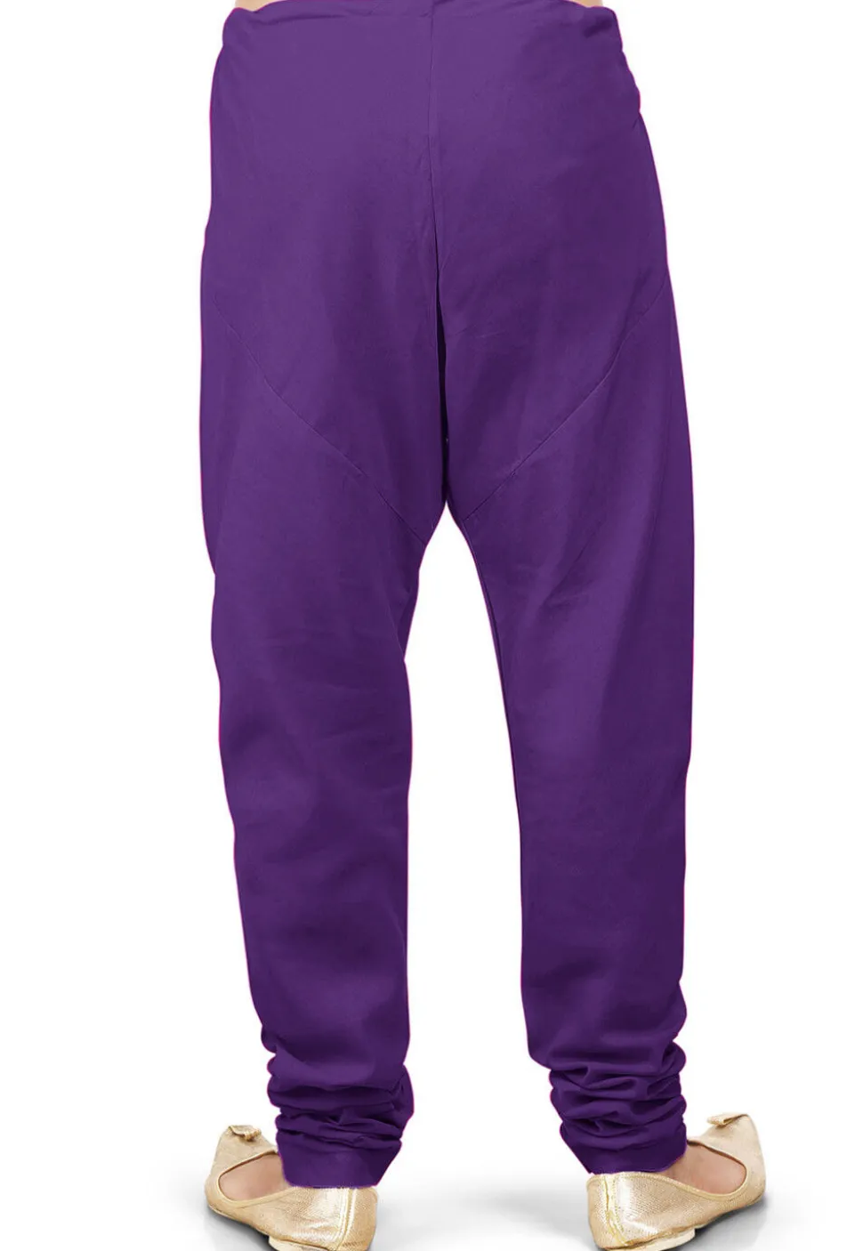 Solid Color Cotton Silk Churidar in Purple