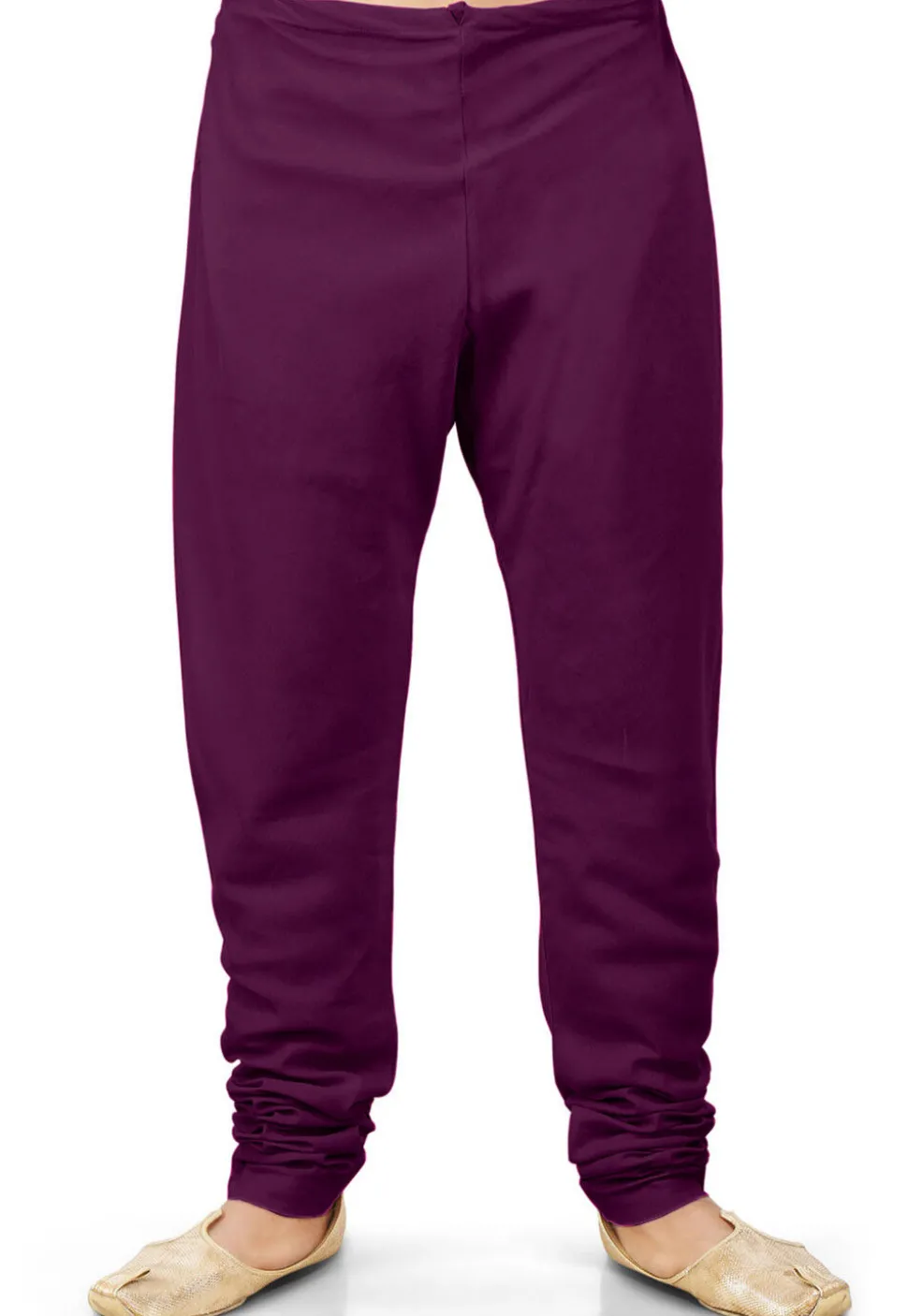 Solid Color Cotton Silk Churidar in Wine