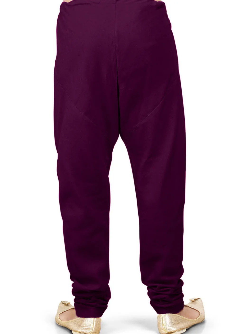 Solid Color Cotton Silk Churidar in Wine