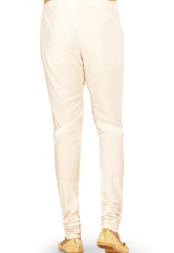 Solid Color Cotton Silk Churidar in Cream