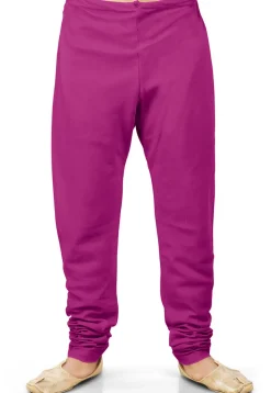 Solid Color Cotton Silk Churidar in Magenta
