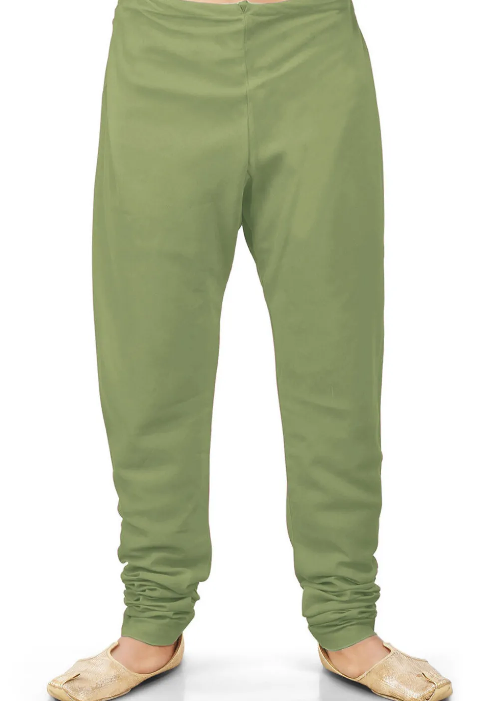 Solid Color Cotton Silk Churidar in Dusty Green