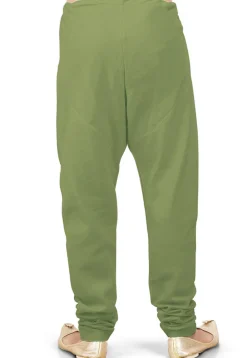 Solid Color Cotton Silk Churidar in Dusty Green