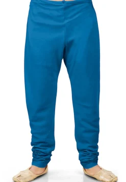 Solid Color Cotton Silk Churidar in Blue