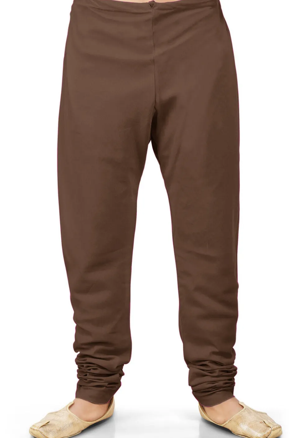 Solid Color Cotton Silk Churidar in Brown