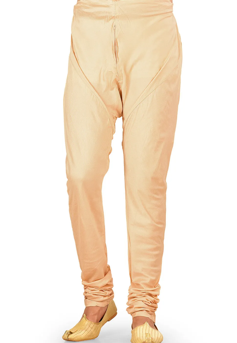 Solid Color Cotton Silk Churidar in Light Beige