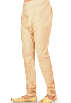 Solid Color Cotton Silk Churidar in Light Beige