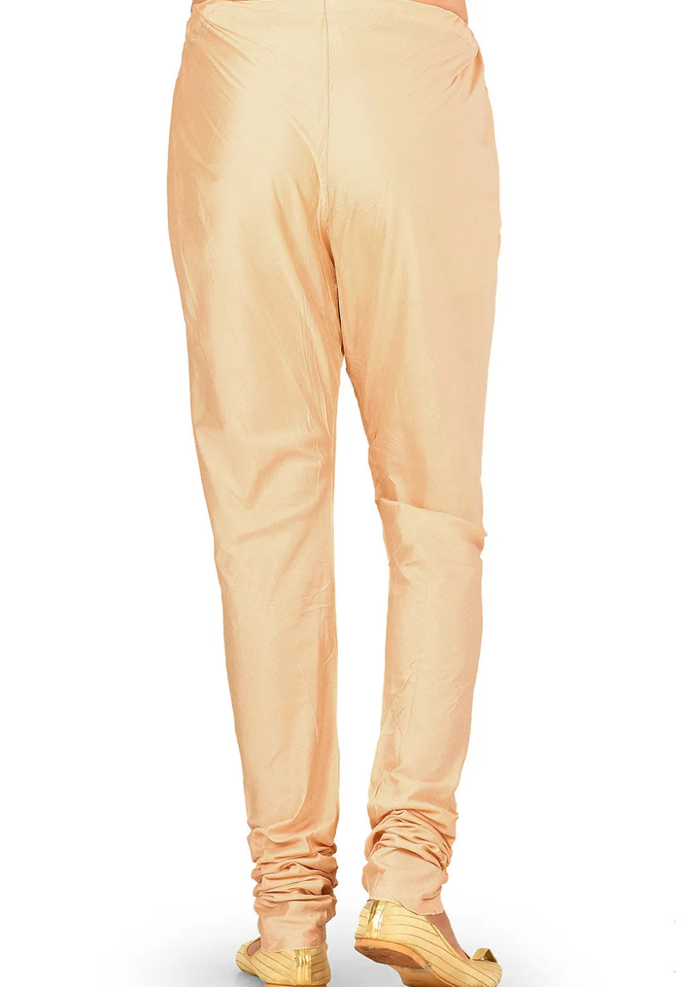 Solid Color Cotton Silk Churidar in Light Beige