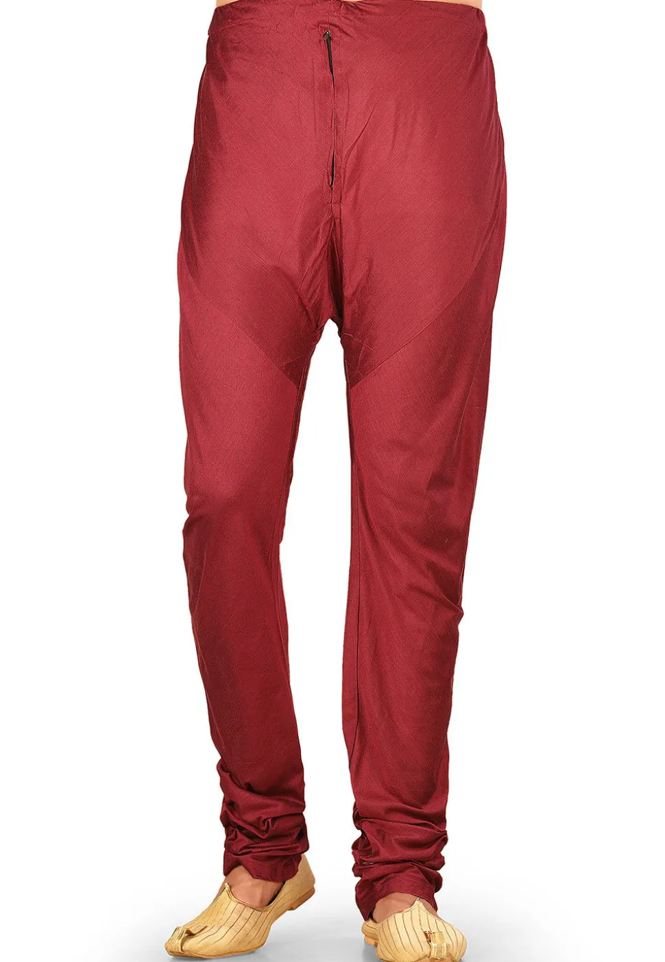 Solid Color Cotton Silk Churidar in Maroon