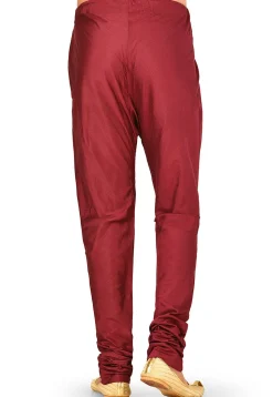 Solid Color Cotton Silk Churidar in Maroon