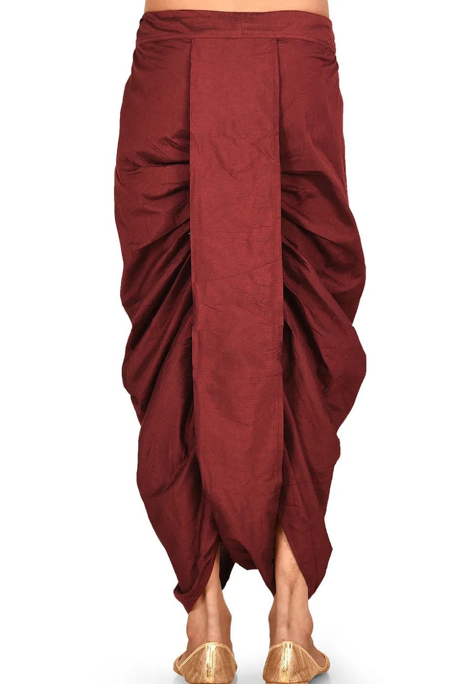 Solid Color Cotton Silk Dhoti Pant in Maroon