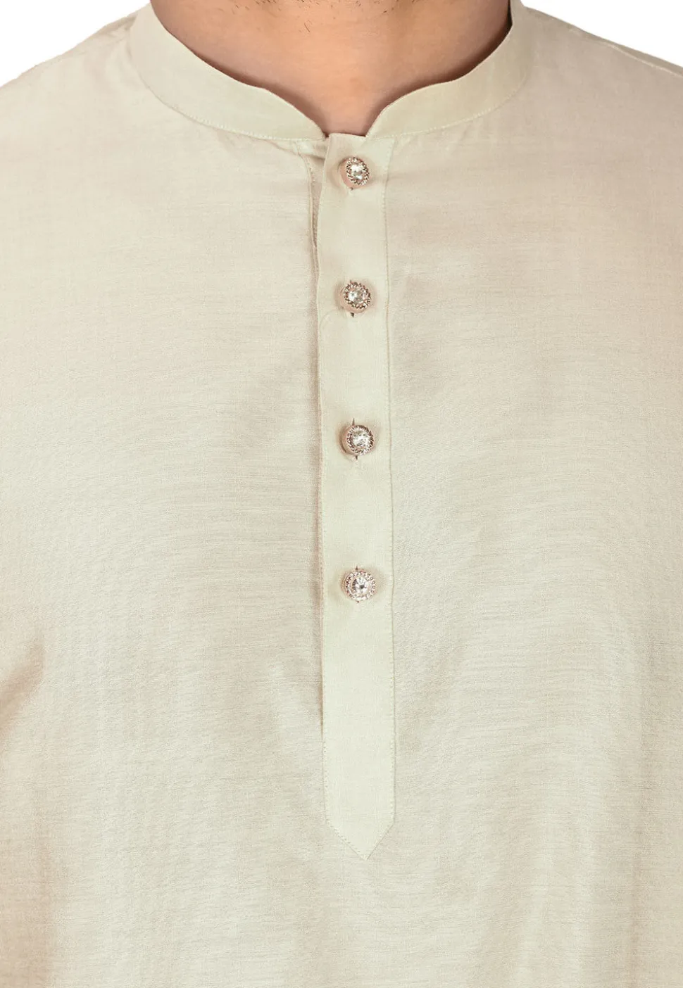 Solid Color Cotton Silk Dhoti Kurta in Light Beige