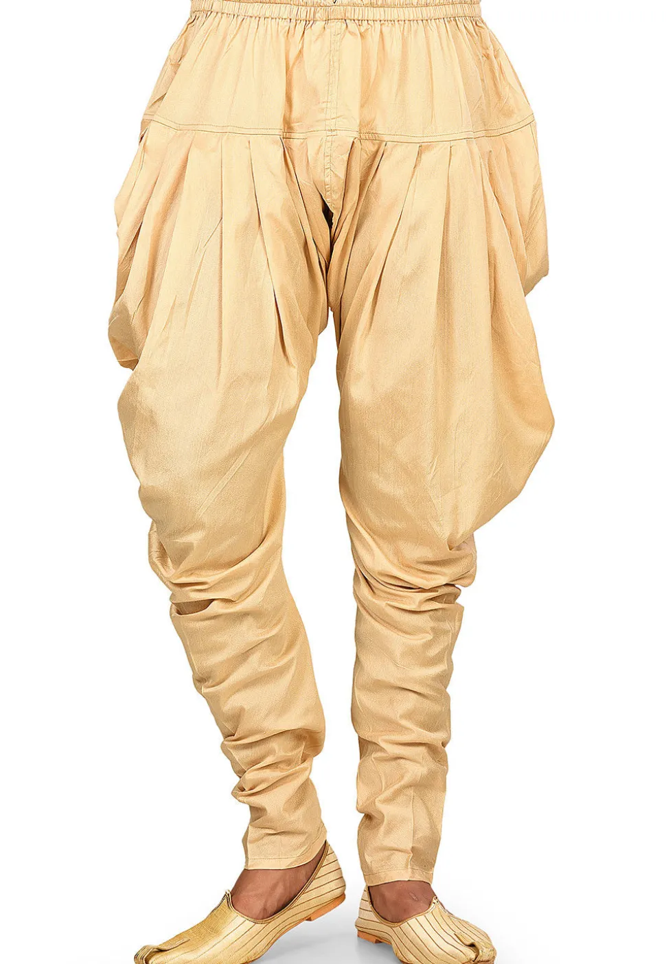 Solid Color Cotton Silk Dhoti Patiala in Light Beige