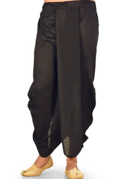 Solid Color Cotton Silk Dhoti in Black