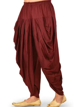 Solid Color Cotton Silk Dhoti Pant in Maroon