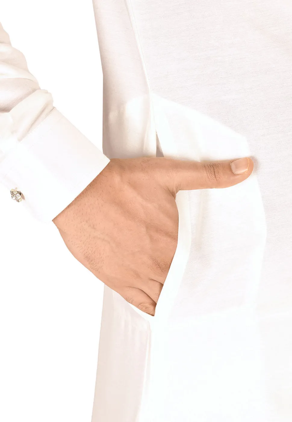 Solid Color Cotton Silk Dhoti Kurta in Off White
