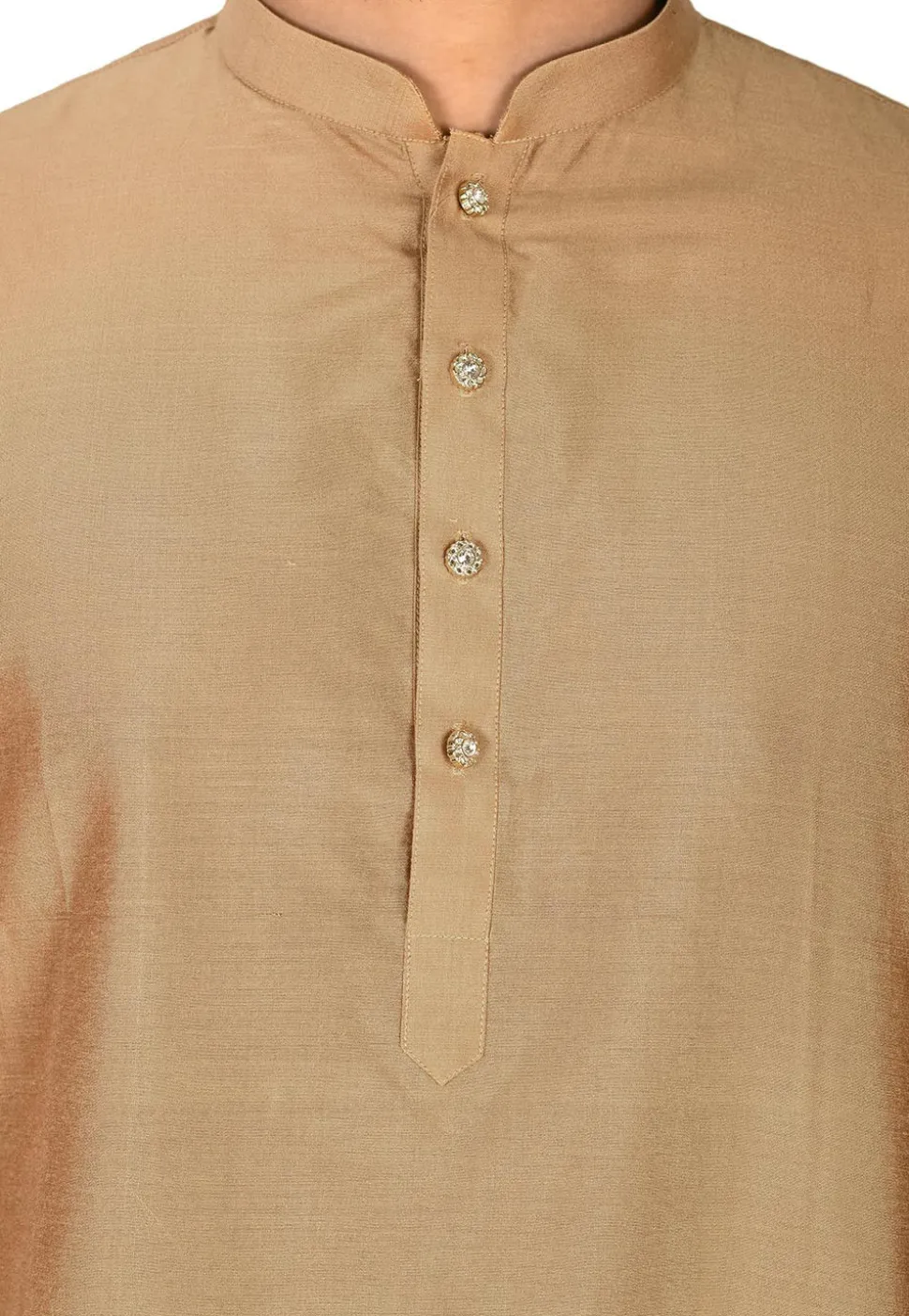 Solid Color Cotton Silk Dhoti Kurta in Dark Beige