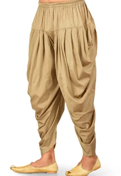 Solid Color Cotton Silk Dhoti Pant in Dark Beige
