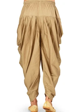 Solid Color Cotton Silk Dhoti Pant in Dark Beige