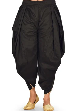 Solid Color Cotton Silk Dhoti in Black