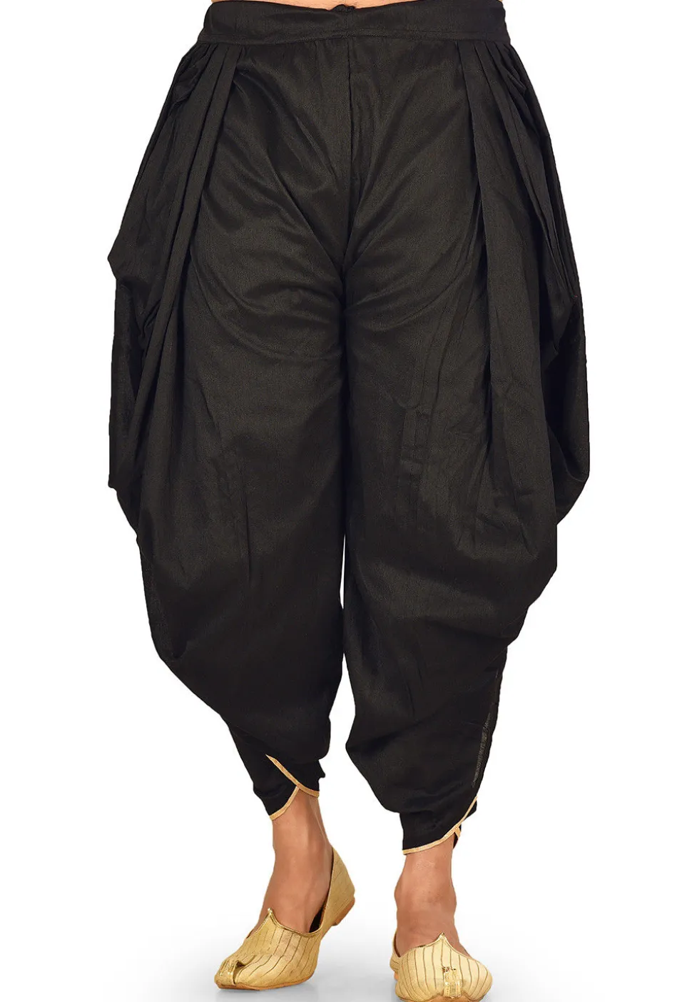 Solid Color Cotton Silk Dhoti in Black