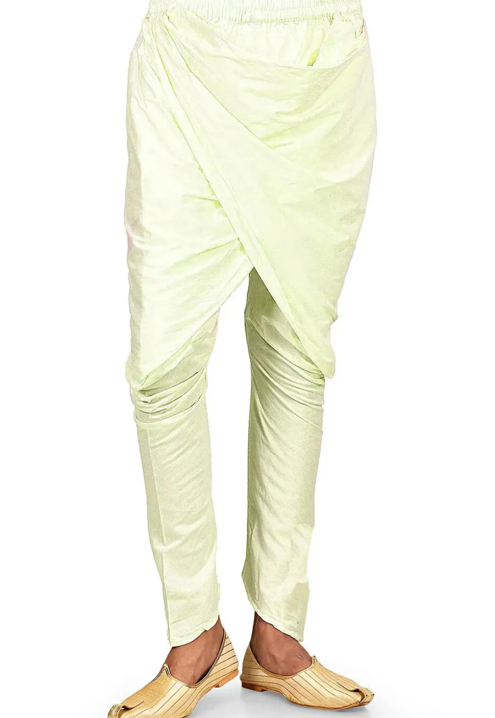 Solid Color Cotton Silk Dhoti Pant in Pastel Green