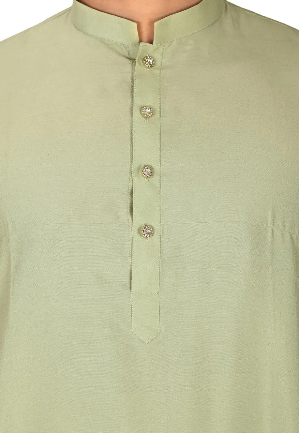 Solid Color Cotton Silk Kurta in Dusty Green