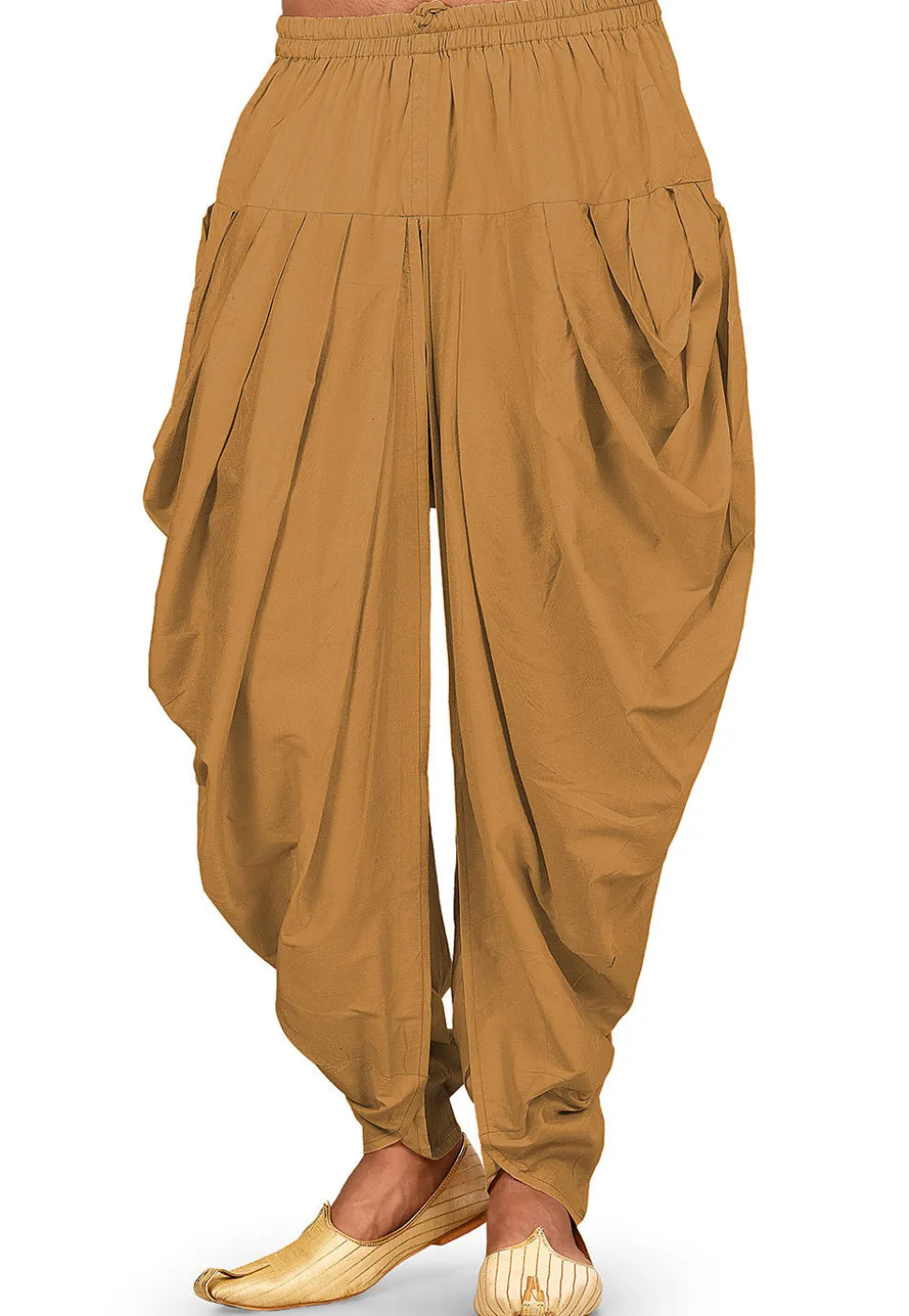 Solid Color Cotton Silk Patiala in Beige