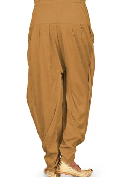 Solid Color Cotton Silk Patiala in Beige