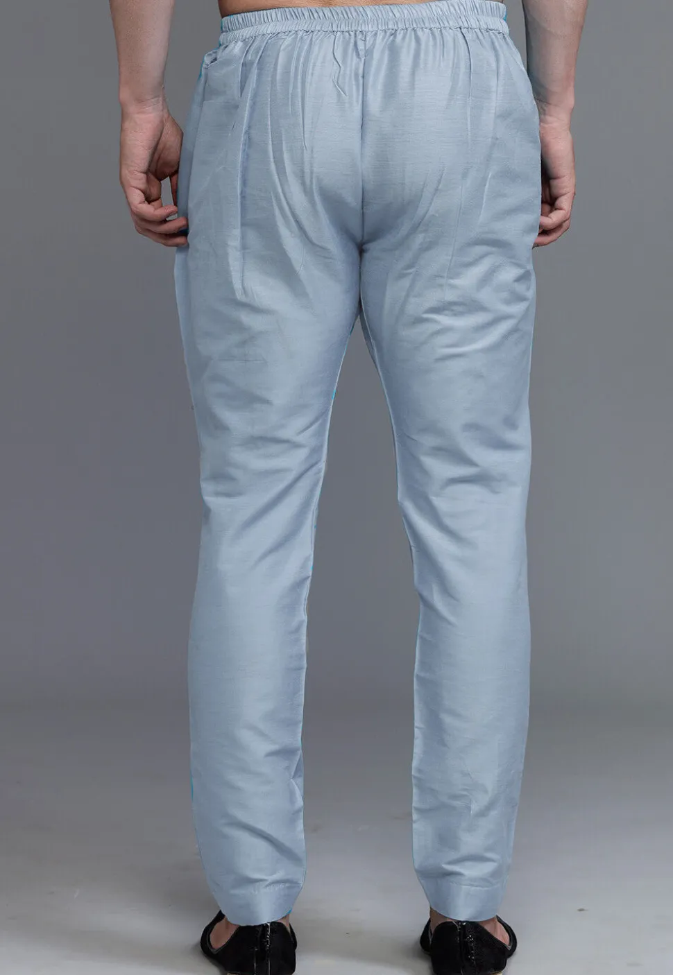 Solid Color Cotton Silk Pant in Light Grey