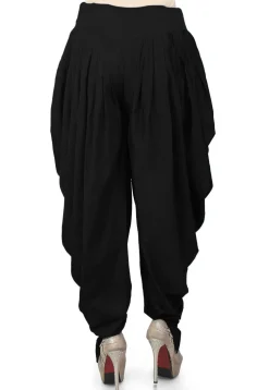 Solid Color Cotton Silk Patiala in Black