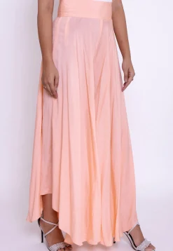 Solid Color Cotton Silk Palazzo in Peach